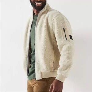 HUGO BOSS Ze Teddyhood Relaxed Fit Polar Fleece Zip Sweat - Light Beige